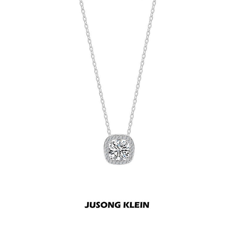 钛钢项链Jusong Klein方糖项链女轻奢小众ins镶嵌方形锆石锁骨链 到手价¥4.99